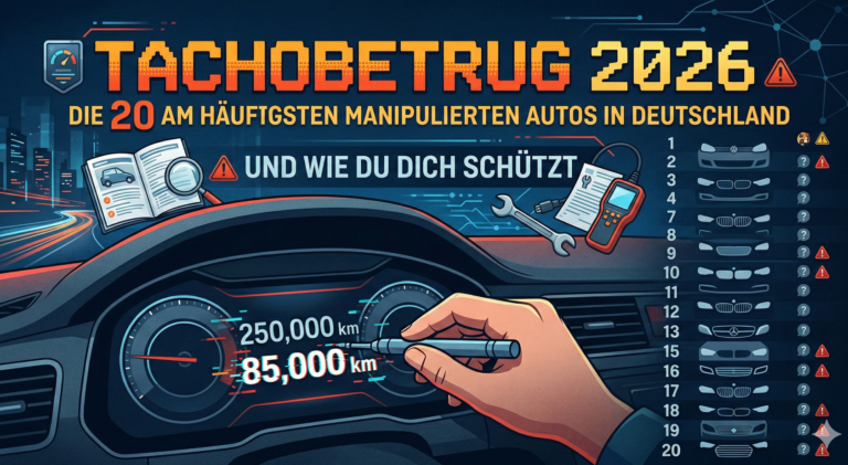 Tachobetrug 2026: Die 20 am häufigsten manipulierten Autos in Deutschland — und wie du dich schützt