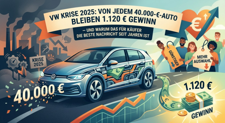 VW Krise 2025: Von jedem 40.000-€-Auto bleiben 1.120 € Gewinn — und warum das für Käufer die beste Nachricht seit Jahren ist